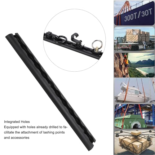 EBTOOLS L-Track Rails with Drilled Holes for Load Securing, Aluminum Airline Rails for Truck Beds (30mm), Black