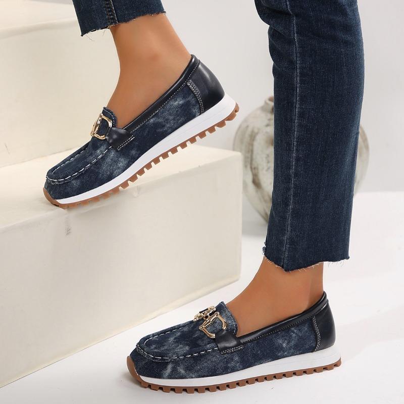 Flat bottom round head single shoes women's spring new European and American foreign trade large size chain belt buckle foot women's shoes wholesale