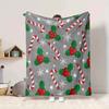 1Pc Christmas Candy Cane Blanket Soft And Comfortable Casual Warm Camping Travel Christmas Halloween Gift M91715