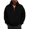 Men's Casual, Trendy, Retro Solid Color Half-pull Long-sleeved High-neck Top, Men's Thickened Warm Lambskin Sweatshirt