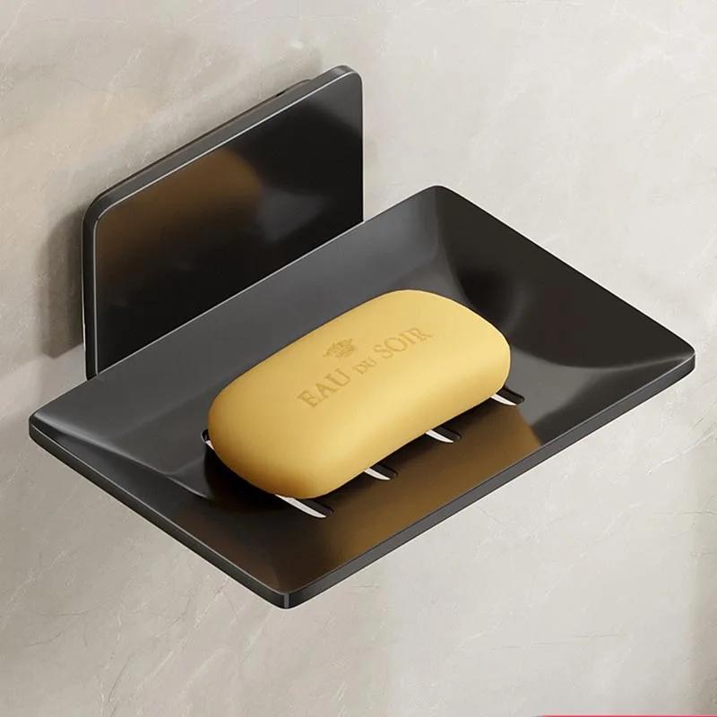 Bathroom Aluminum Alloy Soap Dish Free-Punching Wall Mounted Soap Sponge Holder Organizer Accessories Kitchen Soap Holder