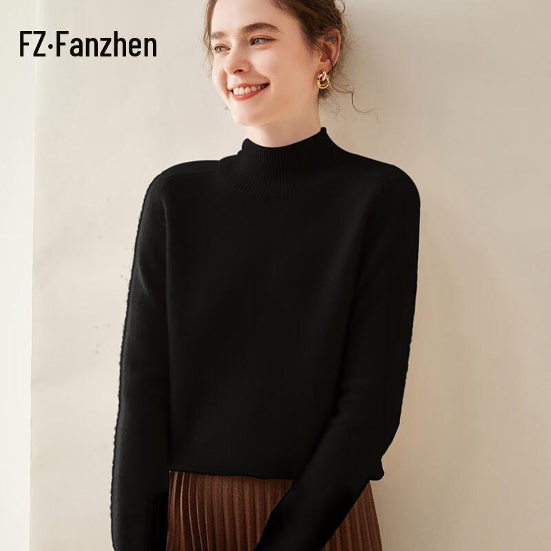 Fanzhen Women's Thickened Mock Neck Cashmere Sweater