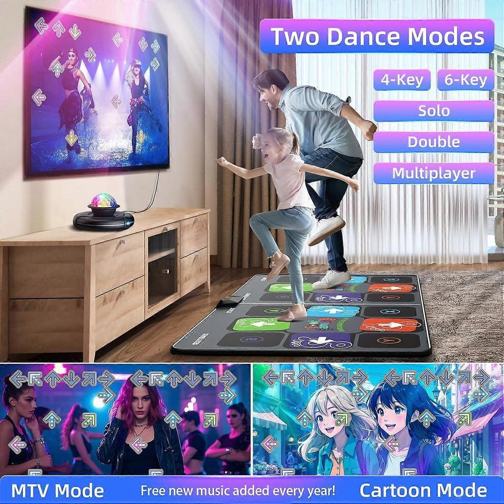 Dance Mat for TV Games - Wireless Musical Electronic Dance Pad for Kids & Adults, 2-Player Indoor Active Exercise Game for Family Parties, Birthday F