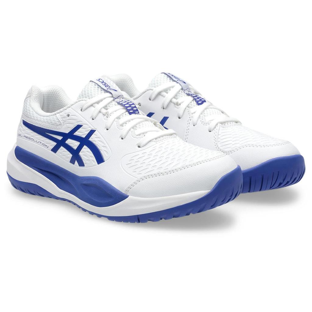 Asics X GS Tennis Shoes Size 100 2E GEL-RESOLUTION (1044A081), Unisex, (White/Dark Cobalt), 20.5 Cm,