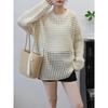 Hollow Thin Knitted Sweater Top Early Autumn New Loose and Thin Lazy Wind Sweater Pullover Woman