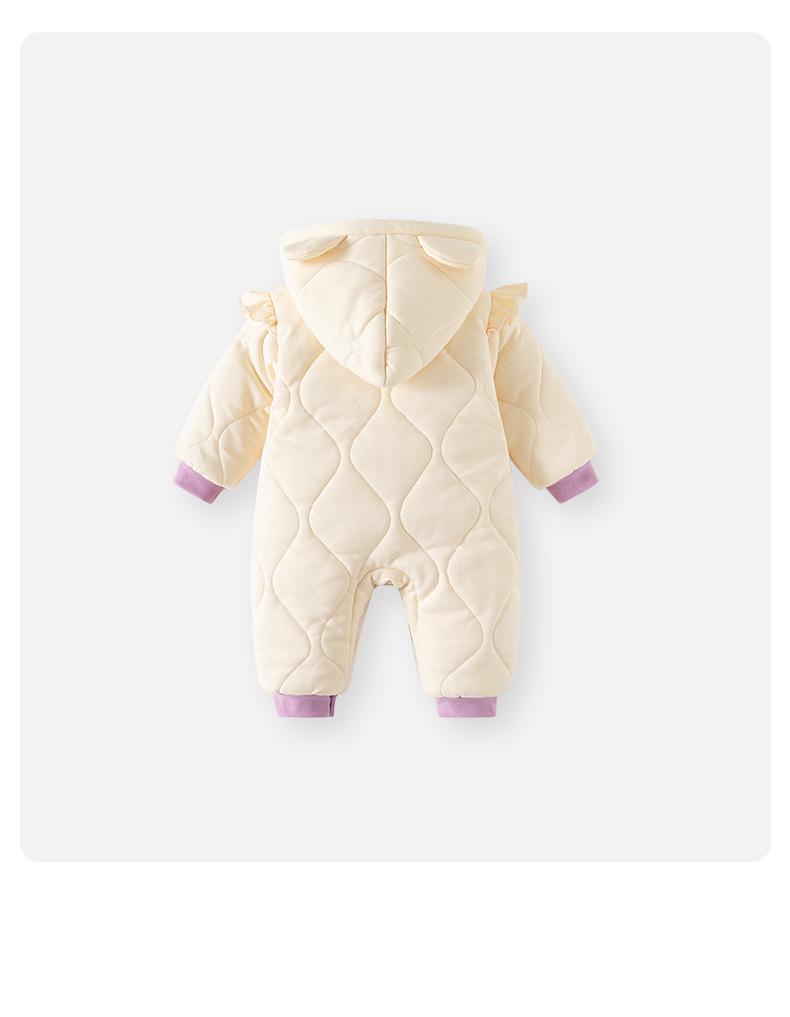 Cozy Quilted Cotton Baby Onesie for Autumn/Winter - Warm, Thickened Newborn Jumpsuit for Outdoor Play and Crawling.