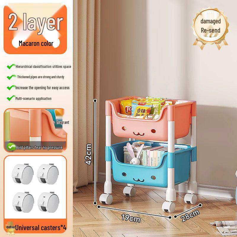 

Детская многоярусная мобильная стойка для хранения игрушек и перекусов Macaron Smiley 2-layer