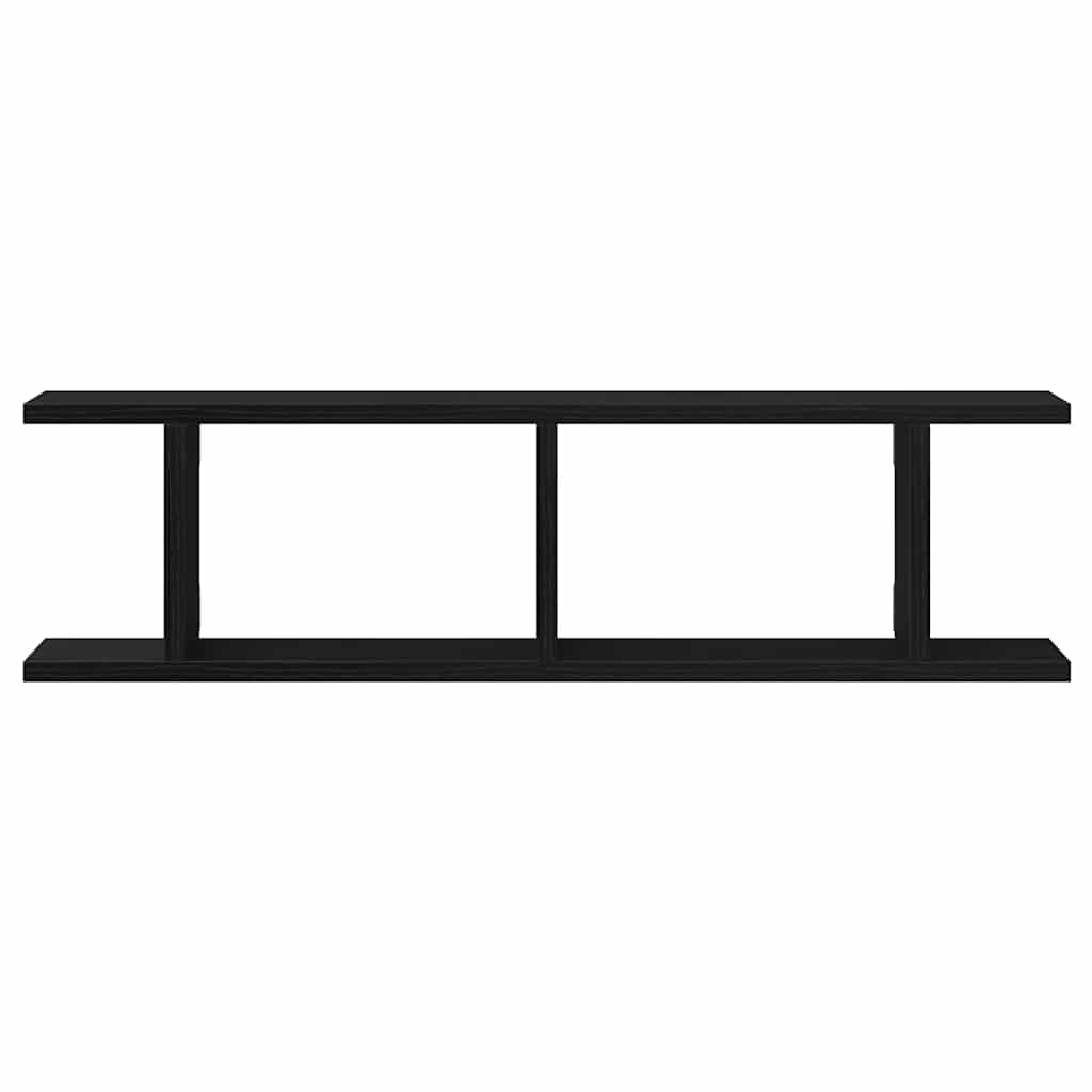 Wall Shelves 2 pcs Black Oak Effect 75 x 18 x 20 cm Engineered Wood