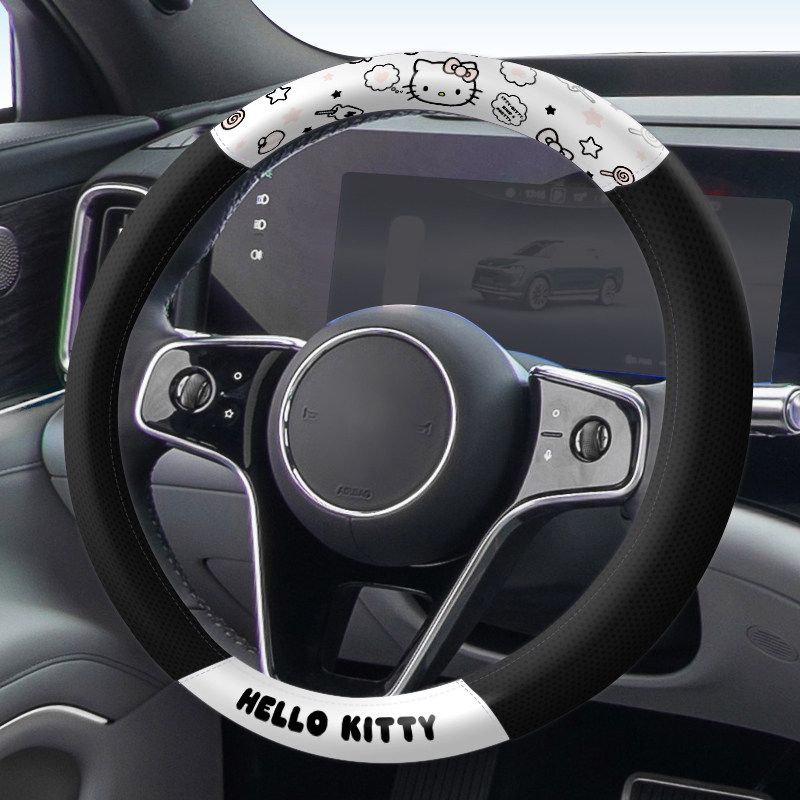Hello Kitty Car Steering Wheel Cover, Breathable and Cute for Summer, Universal, Trendy, High-End, Mesh Cover for All Seasons, for Women