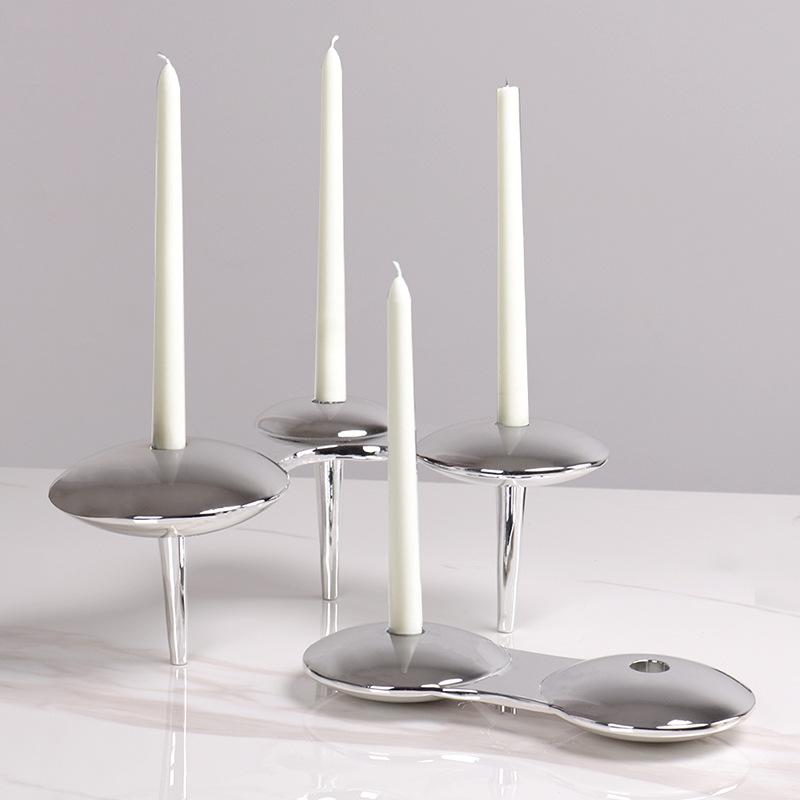 Creative Electroplated Resin Mushroom Cloud Candle Holder, Bracket, Living Room Decoration, Dining Room Desktop Candle Holder