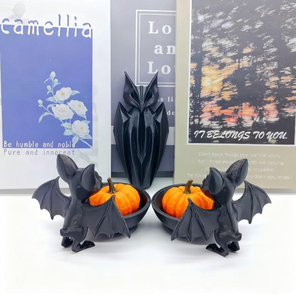 Gothic Style Bat Storage Box Halloween Display Holder Container Bat Decorative Tray  Desk
