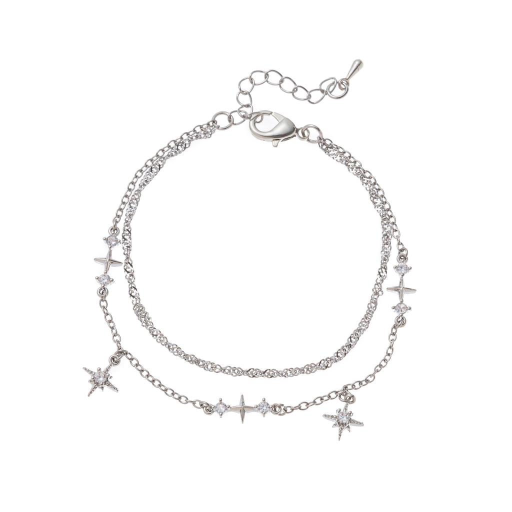 Wind Octagram Diamond Bracelet Flash Diamond Copper Zircon Embellishment Adjustable Anklet Fashion Accessories