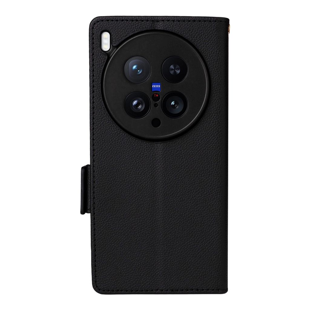 For vivo X200 Ultra 5G Case with Wrist Strap Litchi Texture PU Leather Wallet Phone Cover