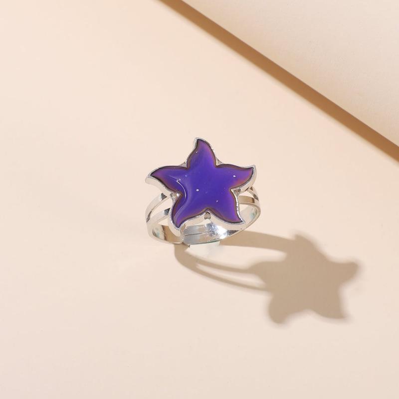 Кольцо-звезда, меняющее цвет, регулируемое - Унисекс, термочувствительные украшения