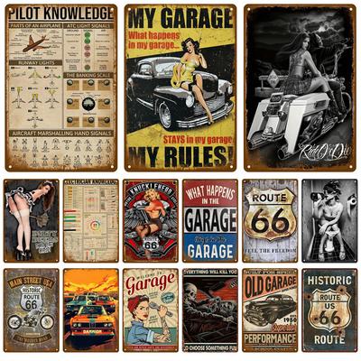 Metal Sign Garage Gas Oil Spark Plug Tyre Service Man Cave Club Bar Home Wall Decor Art Vintage Decor Tin Sign Decorative Plaque