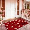 Valentine's Day doormat, red background with beige love pattern.