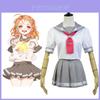Love Live Sunshine Aqours Takami Chika Uniforme Traje de Marinheiro Fantasia Cosplay Saia Para Fãs de Anime