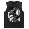 Vintage Washed Cotton Sleeveless Vest Harajuku Anime Print Loose Fit Streetwear Summer Men's Women's Tank Top