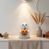 Resin Ghost Holding Pumpkin Figurine Halloween Tabletop Decoration for Home Office Party Indoor Outdoor Display