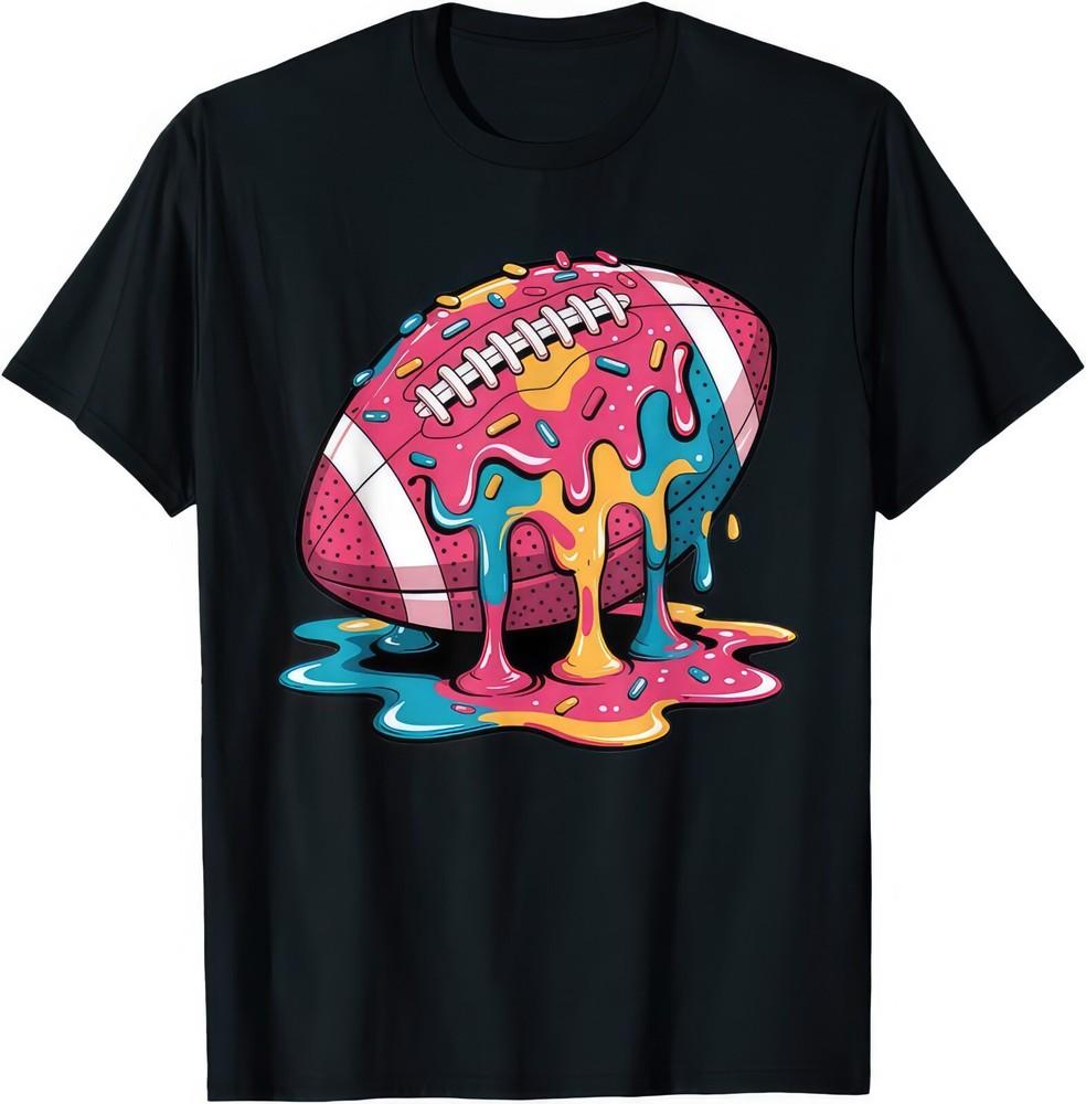 American Football Coloured Drip Ball WR QB Lineman T Shirt