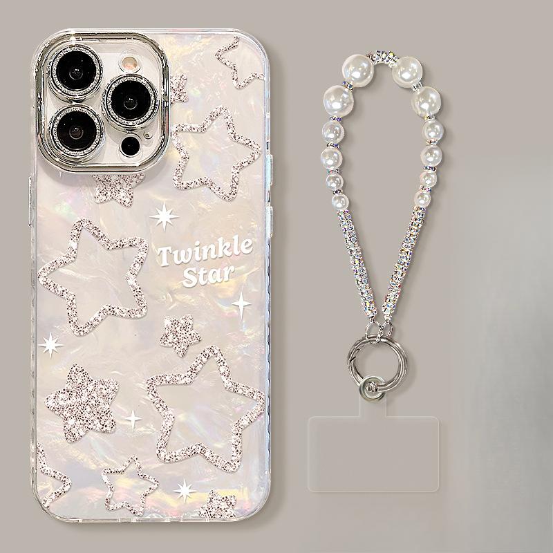 Thin Flashing Star Bracket Bracelet Suitable for Apple 16 Promax Mobile Phone Case 13 Light Luxury 14 High-end Sense 15 Girls 11
