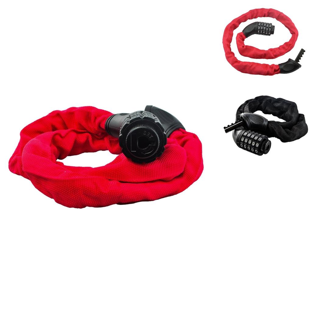 cable lock,  lock heavy duty anti-theft, thickened chain and 5 digit combination, keyless, high strength alloy, b