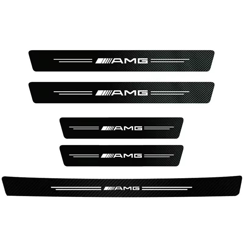 NRZV5 For Mercedes Benz AMG Door Panel Protective Stickers Carbon Fiber Threshold Scratch Resistant Stickers Car Accessories W214 W205