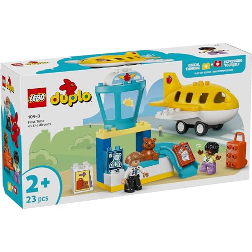 LEGO Duplo Duplo Town First Airport Toy, Birthday Gift, Educational Building Blocks, Boys and Girls, Ages 18 Months, 2 Years, 4 Years, Pretend Play, V