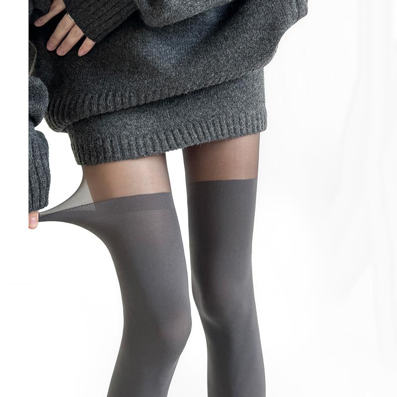 JK Style Patchwork Sheer Tights Women Spring Velvet Sexy Slim High Waist Pantyhose Streetwear Stocking Y2K Style