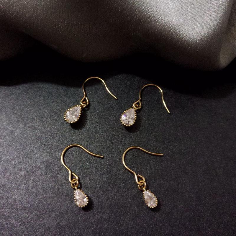 French Zircon Water Drop Earrings: Versatile, Diamond-Studded Ear Cuffs for Women - High-End Minimalist Design Jewelry
