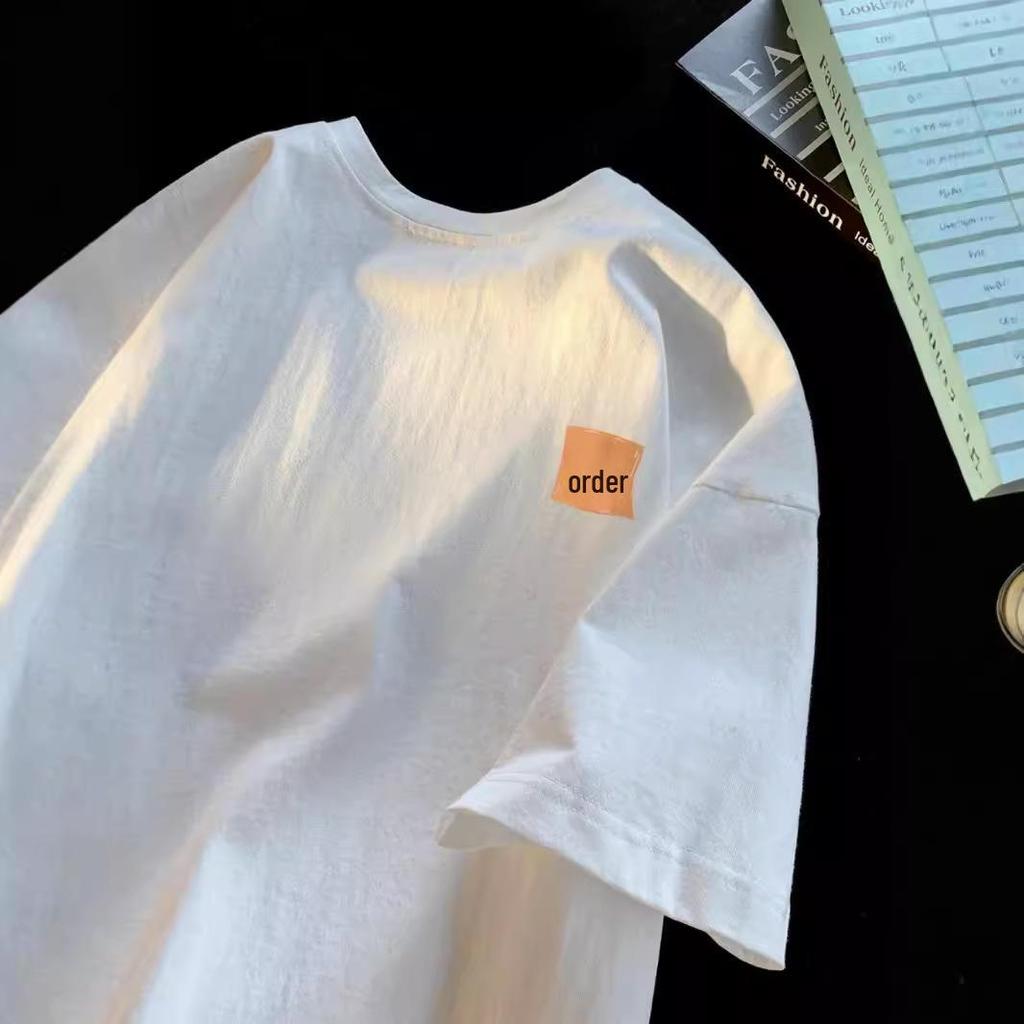 Plus Size 300 Jin Cotton Short-Sleeve T-shirt for Men & Women - Casual Hong Kong Style, Unisex, Loose Fit, Perfect for Summer.