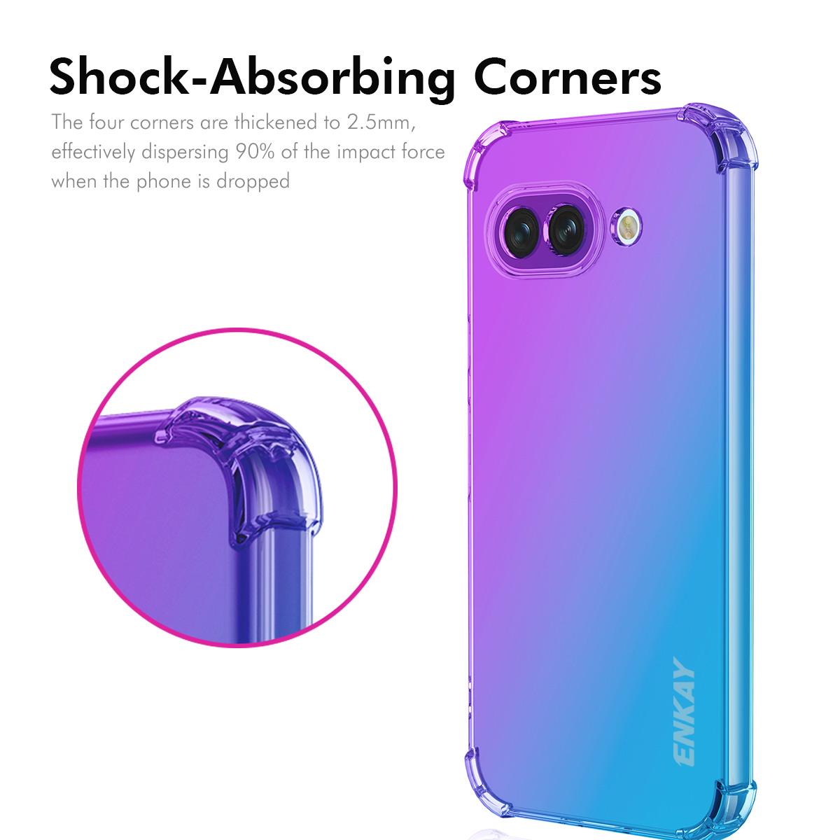 

For Google Pixel 9a TPU Case ENKAY Thickened Four Corner Drop-proof Phone Back Cover Blue/Pink