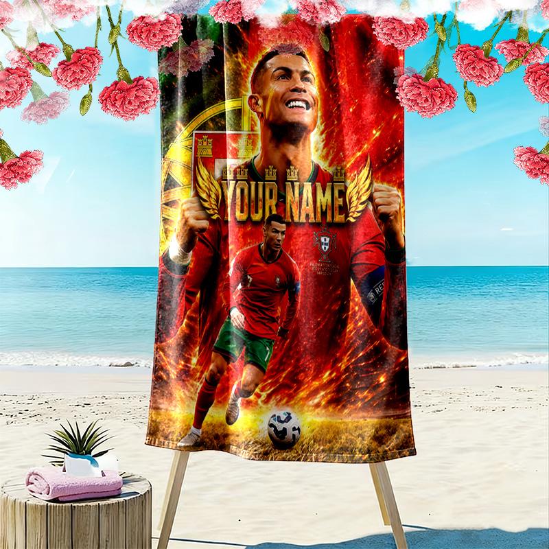 Cr7 Custom Name Print Beach Towel Large Soft Quick Dry Towel For Beach Camping Swimming