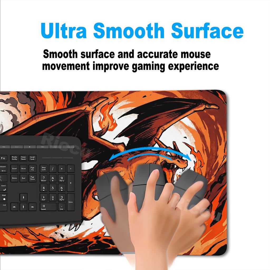 Gaming Large Mouse Pad Anime Pokemon Charizard Desk Mat E-Sports Keyboard Mousepad Office Extended Table Pad PC Accessories Rug