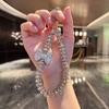 Unique Irregular Pearl Bow Keychain Alloy Beads Crystal Rhinestones Accent Phone Chain Fashion Jewelry Gift