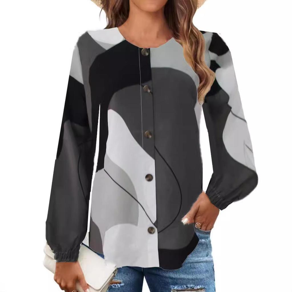 2023 Women's Floral Bubble Sleeve Muslim Top