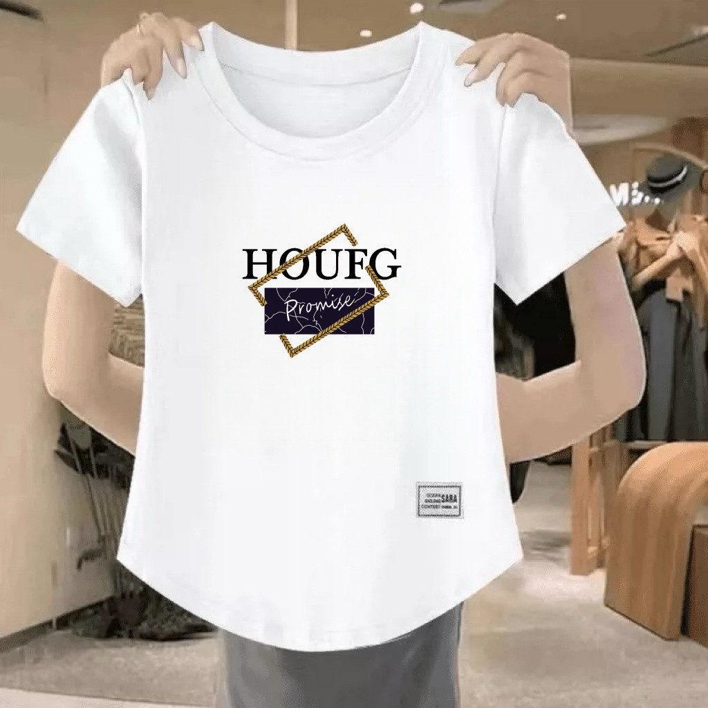 Korean Retro Letter Print Women s Slim Fit T-Shirt - Summer 2026 Medium