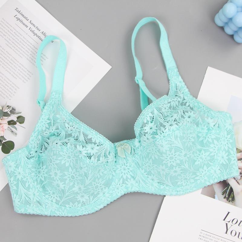 Hot Selling Sexy Back Lace Bra Ultra-thin Adjustable Traceless Underwear Women's Big Breasts Show Small Gathering Bra