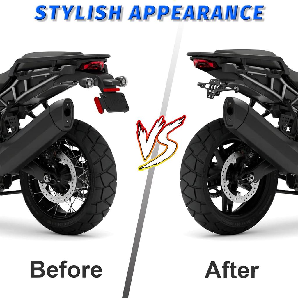 MDPROMCP Motorcycle License Plate Bracket Fender Eliminator With LED Light, CNC Aluminum Universal Motorcycle License Plate Holder Mount (Black)