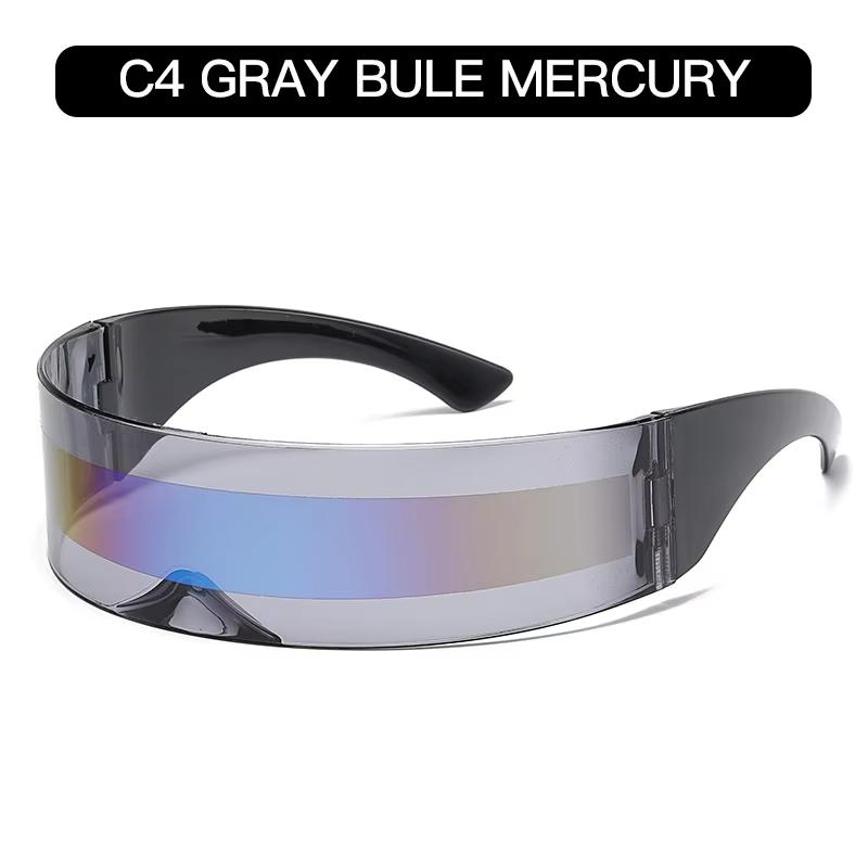 Futuristic Narrow Cyclops Visor Sunglasses Laser Eyeglasses UV400 Personality Mirrored Lens Costume Eyewear Glasses Men Glasses
