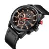 Men's Leather Strap Military Watch Men's Chronograph Waterproof Sport Wrist Date Quartz Wristwatch Gift (Gold Braun), Gold Braun, Chronograph, Quartz