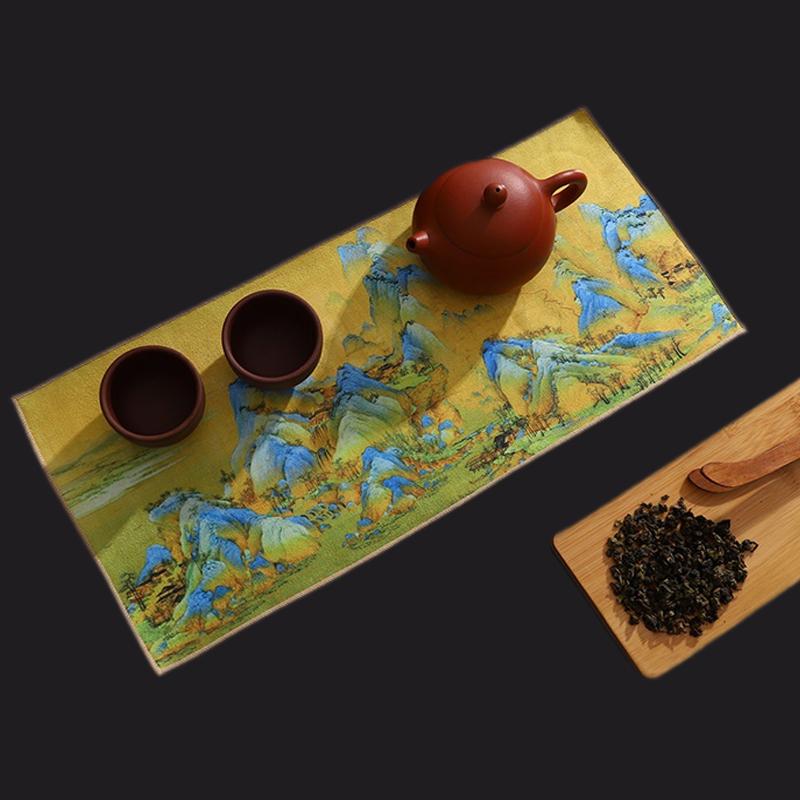 Chinese Table Mats Painted Thick Tea Towel High-end Tea Set Accessories Super Absorbent