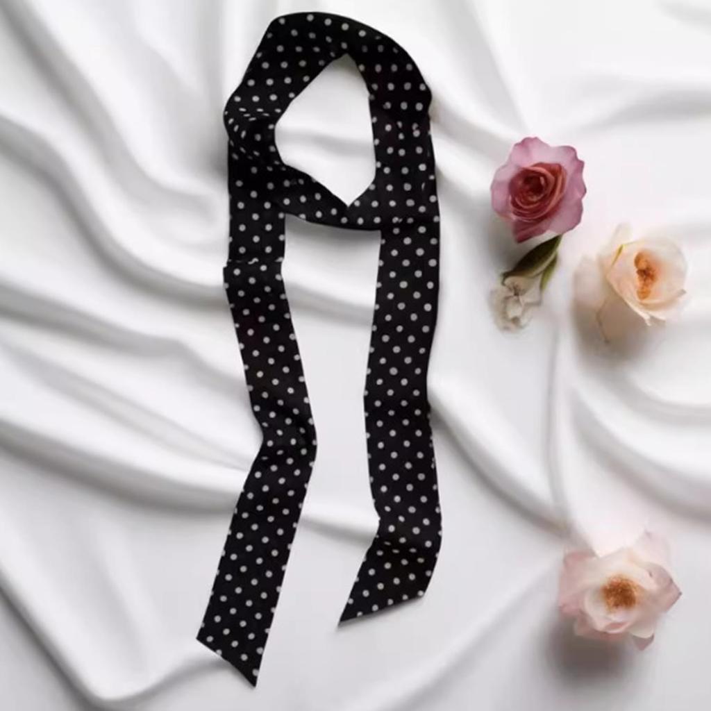 Women Narrow Long Scarf Polka Dot Tie Bag Ribbon Headband Choker Streamer Lady Accessories
