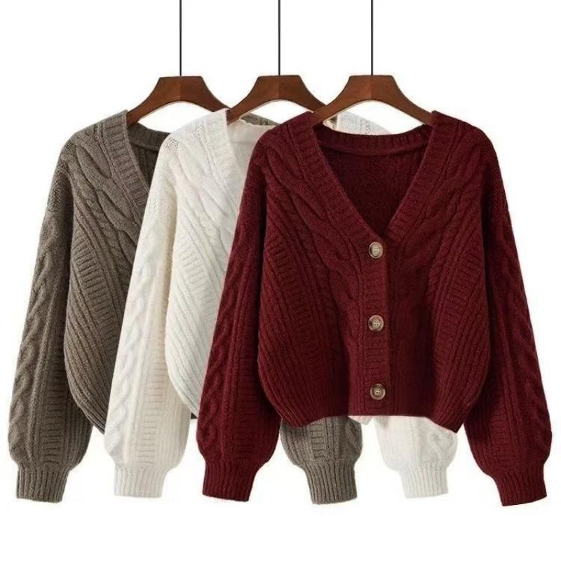 Women Outerwear Elegant Autumn Winter Coat Loose Matching Cardigan for Women Long Sleeve Top Vintage Casual Basic Top Sweater Knitwear