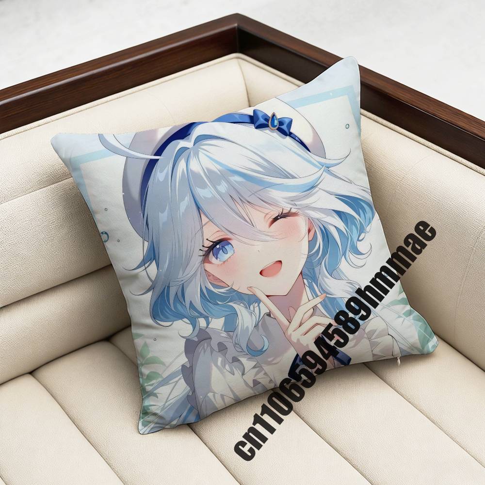 Genshin Impact Furina Throw Pillow Case Sham 45X45Cm 35X35Cm Square Home Pillowcase Cushion Cover