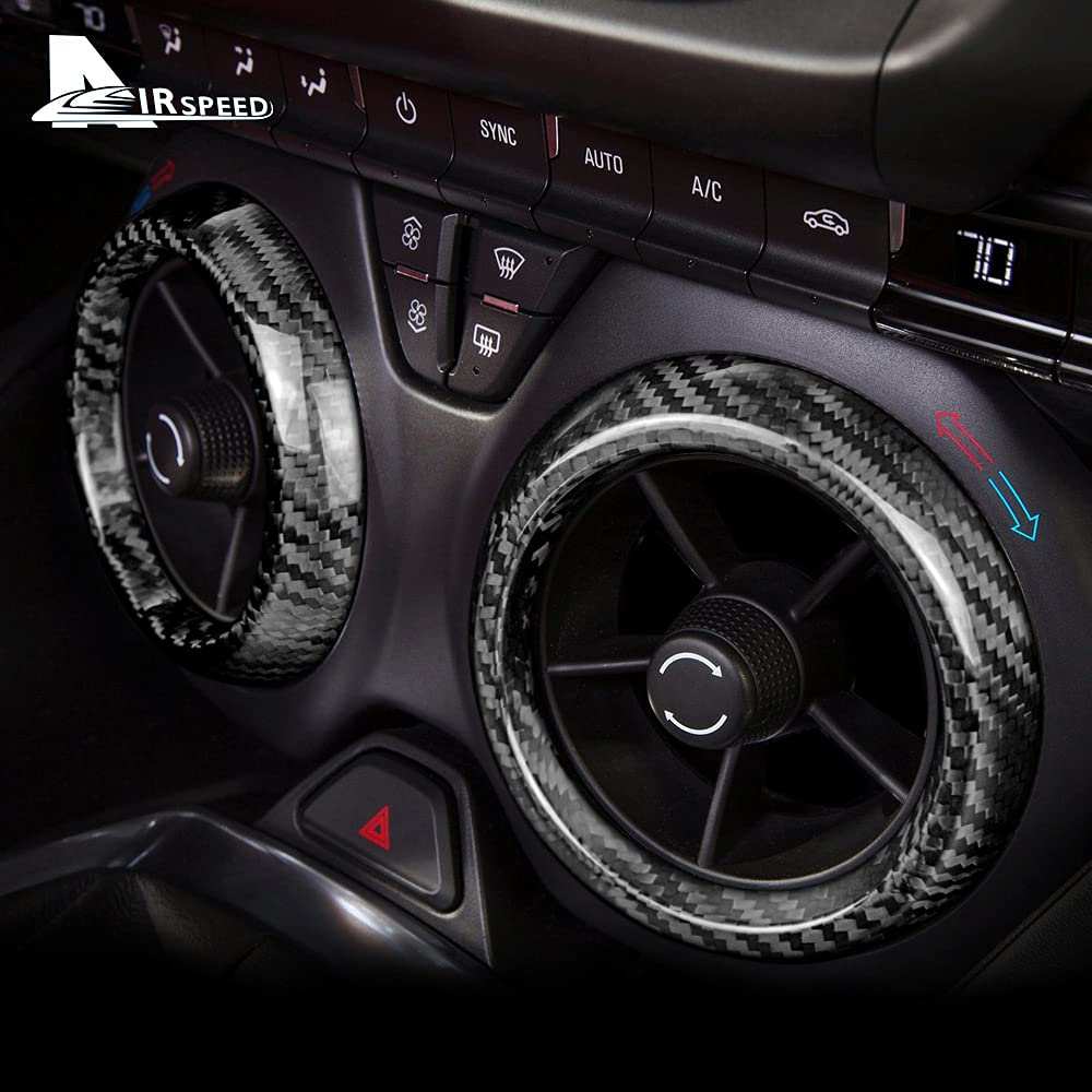 AIRSPEED Carbon Fiber Air Vent Interior Panel Decorative Cover for Chevrolet Camaro 2016-2021, Stain and Scratch Resistant, Set of 2