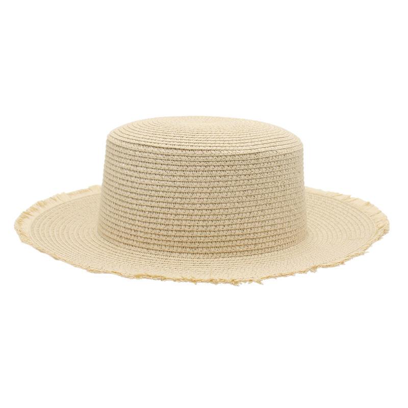 Flat Top Beach Hat Seaside Sun Hat Dome Vacation Rough Rim Panama Lafite Straw Hat