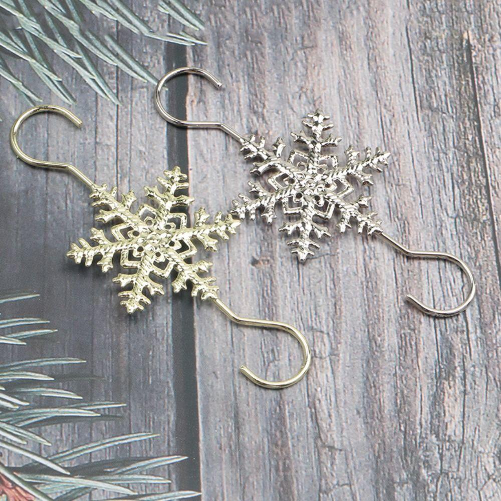 10pcs Snowflake Shape Christmas Wreath Hooks Xmas Tree Decoration Hook  Christmas Sock