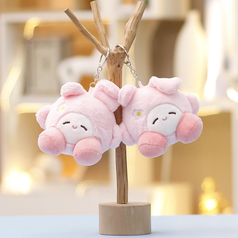 Mini Adorable Kirby Plushie Pendant With Rabbit Appearance For Backpack Decor