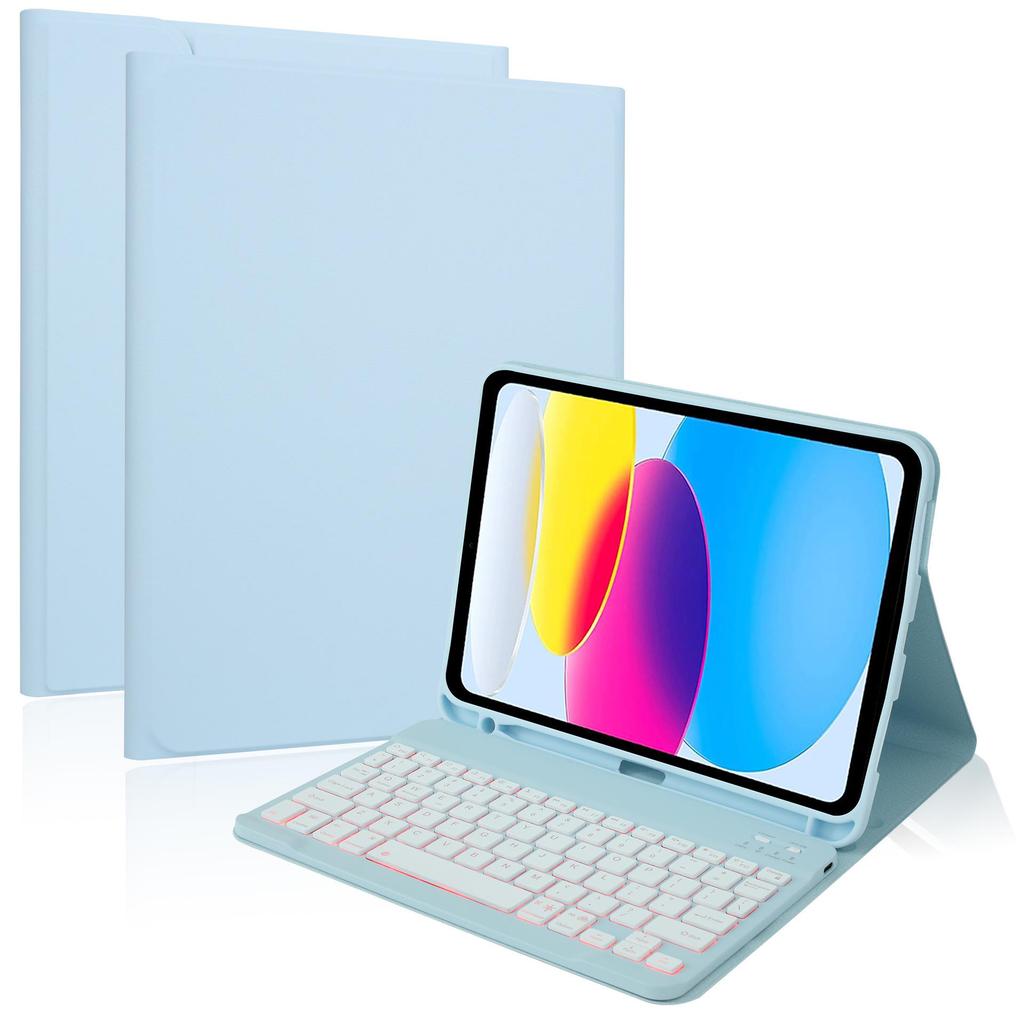 iPad 10.9" 9th Gen Magnetic Leather Case with Seven-Color Backlit Bluetooth Keyboard